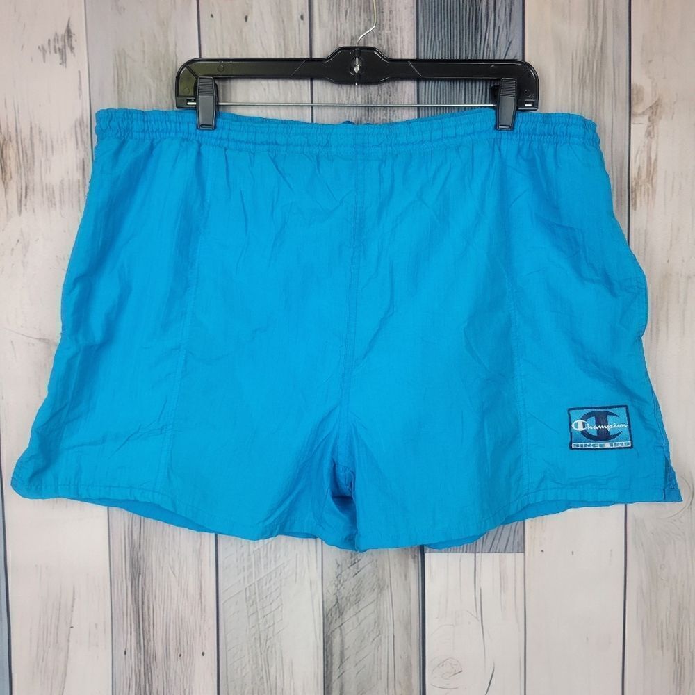 Vintage Y2K Champion Blue Swim Trunks Shorts Size Lg 36-38